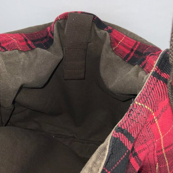 American Eagle Outfitters Red Plaid Canvas Duffel Bag - Picture 12 of 12